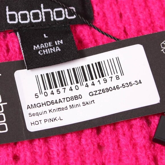 Boohoo by Nasty Gal Knitted Mini Skirt - Size Large - Hot Pink - NWT - Picture 5 of 8